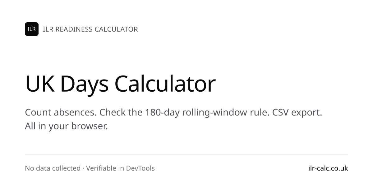 UK Days Calculator — count absences, check the 180-day rule